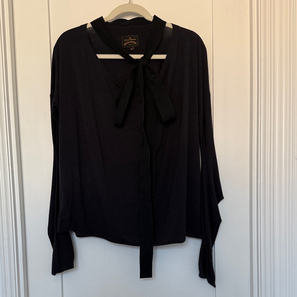 Vivienne Westwood Black Tie-Neck Long Sleeve Blouse - RUNS LARGE